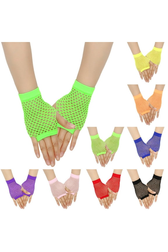 Short Fishnet Gloves Fingerless For Women Fish Net Mesh Emo Goth 80s Scene Accessories