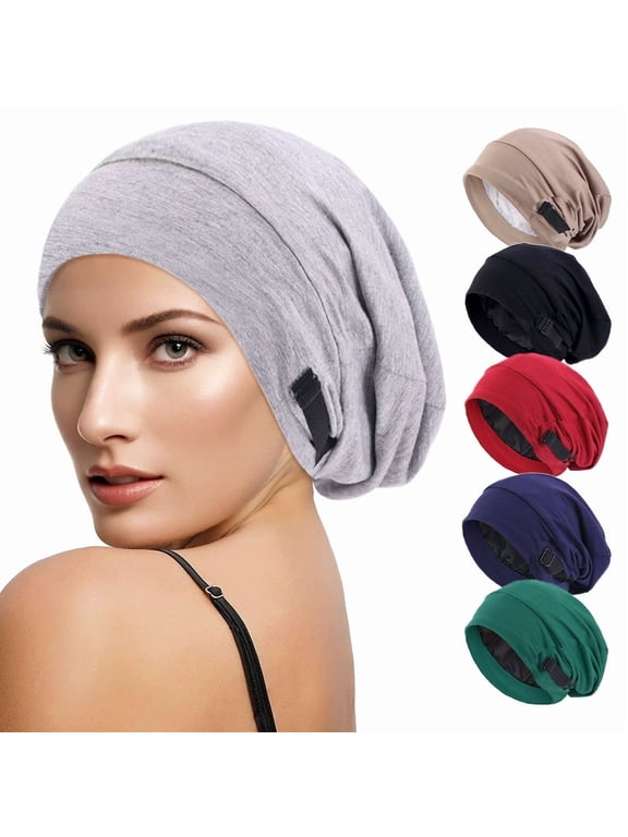 Silk Bonnet for Sleeping Women, Adjustable Silky Satin Lined Sleep Cap, Silk Hair Wrap for Sleep Night Cap