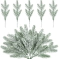 thumbnail image 1 of Dalrosia Snow Frosted Pine Branches Christmas Artificial Pine Leaves Branches Fake Greenery Plants Pine Sprigs Green Christmas Tree Picks Faux Greenery Stems for DIY Garland Crafts Winter Decorations, 1 of 6