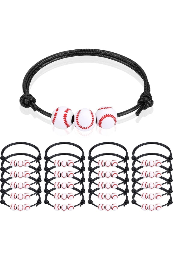 Soccer Basketball Football Baseball Volleyball Bead Ball Bracelets Adjustable Inspirational Wristbands Sport Theme Birthday Party Favor Gifts for Teen Adults