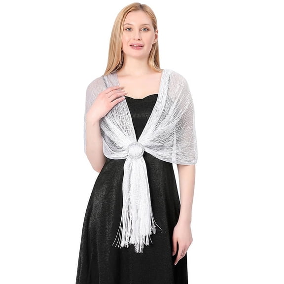 Dalrosia Sparkling Metallic Shawls and Wraps with Buckle for Evening Party Dresses Wedding Party