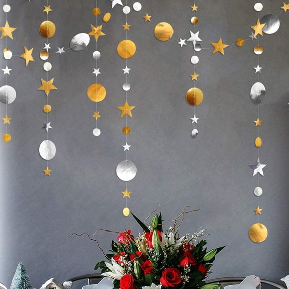 Dalrosia Star Circle Dot Paper Garland Banner Bunting Streamer Decor for Birthday Baby Shower New Year Wedding Christmas Party Kids Room Decor
