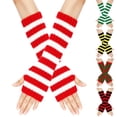 thumbnail image 1 of Dalrosia Striped Arm Warmers Long Fingerless Winter Gloves Knitted Elbow Length Women Gloves Warm Goth Gloves with Thumb Hole for Costume Accessories, 1 of 2