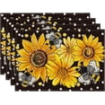 thumbnail image 1 of Dalrosia Sunflower Bee Flower Polka Dot Summer Placemats Set of 4, 12x18 Inch Table Mats for Table Runner Party Kitchen Dining Decoration, 1 of 6