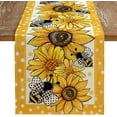 thumbnail image 1 of Dalrosia Sunflower Bee Flower Polka Dot Summer Table Runner, Seasonal Kitchen Dining Table Decoration for Indoor Party Home 12x72 Inch, 1 of 5