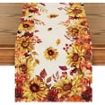 thumbnail image 1 of Dalrosia Sunflower Leaves Fall Table Runner, Seasonal Autumn Thanksgiving Kitchen Dining Table Decoration for Outdoor Home Party 13x72 Inch, 1 of 5