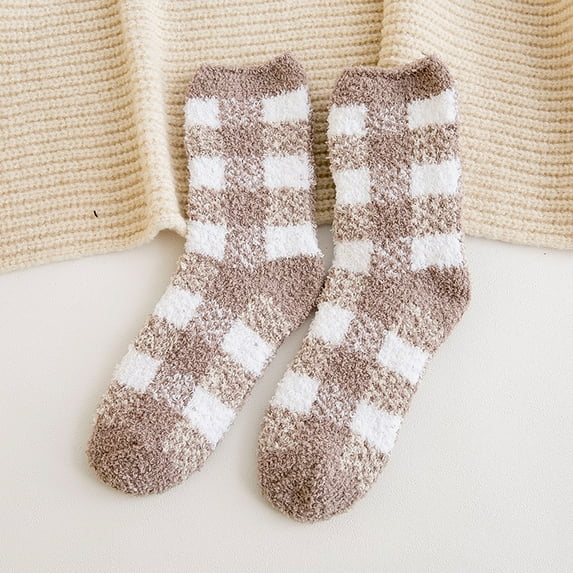 Dalrosia Super Soft Buffalo Plaid Fuzzy Socks Gifts for Women Girls Cozy Warm Thick Fluffy Cute Plush Socks