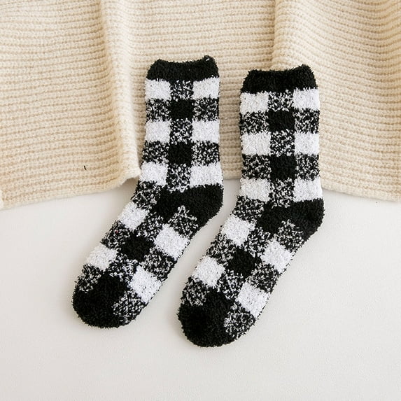 Dalrosia Super Soft Buffalo Plaid Fuzzy Socks Gifts for Women Girls Cozy Warm Thick Fluffy Cute Plush Socks