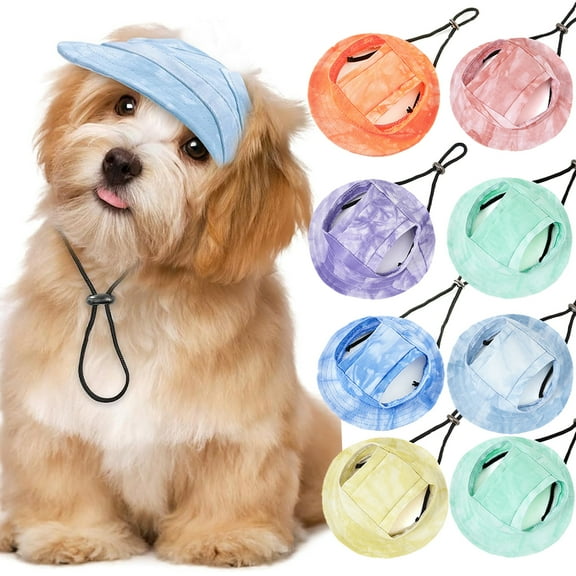 Dalrosia Tie Dye Dog Hat with Ear Hole Round Brim Dog Puppy Cat Sun Hat Bucket Hat Outdoor Sun Protection Pet Caps for Small Medium Cats Dogs Kitten