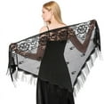 thumbnail image 1 of Dalrosia Triangle Lace Shawls and Wraps for Evening Dresses with Tassels for Evening Party Mesh Wedding Shawls, 1 of 4