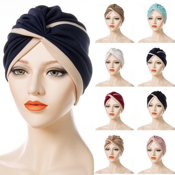 Dalrosia Turbans for Women Soft Pre Tied Knot Fashion Pleated Cancer Turban Cap Chemo Headwrap Sleep Hat