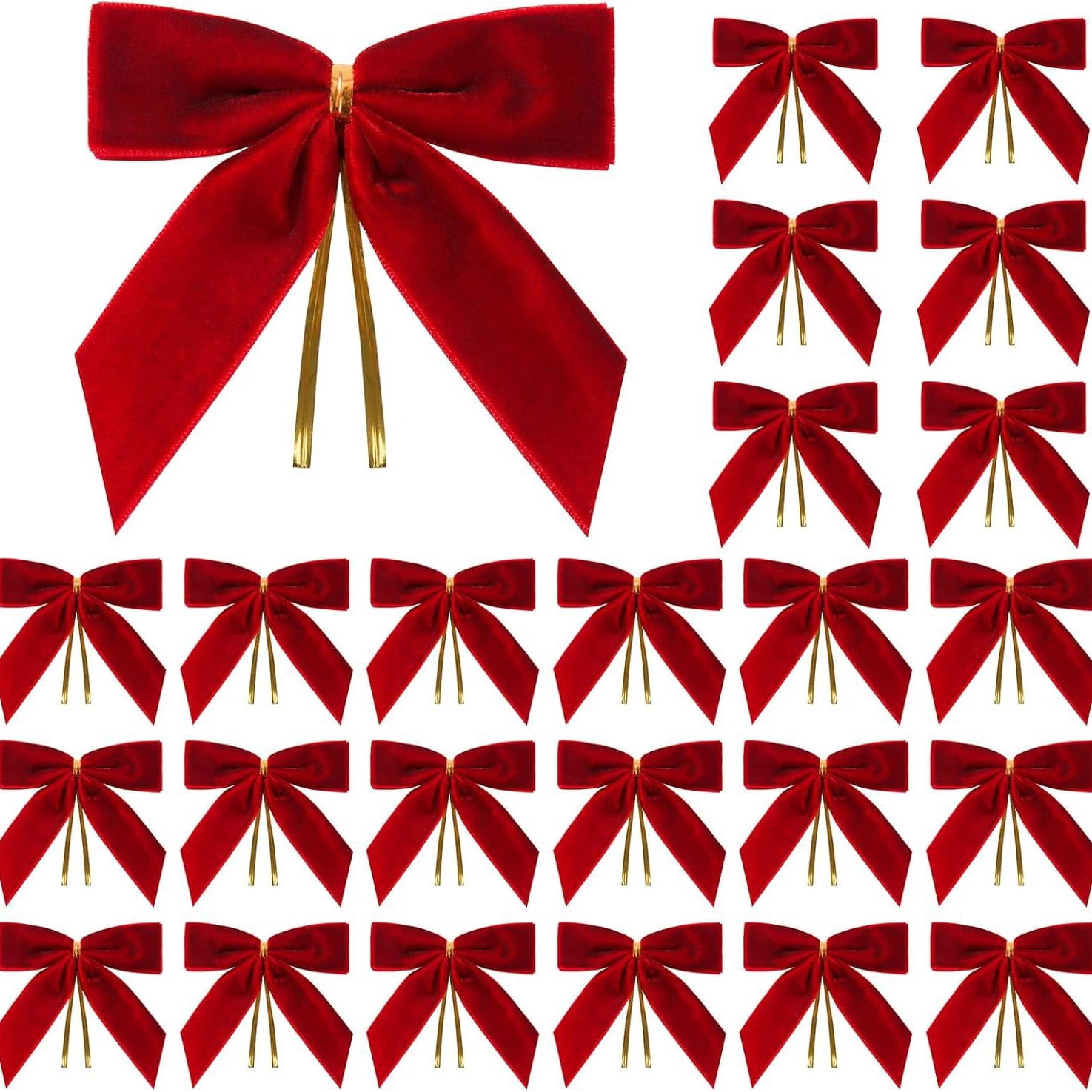 Dalrosia Velvet Bows for Christmas Tree - 24 PCS 3.5x3.5 Inch Bow ...