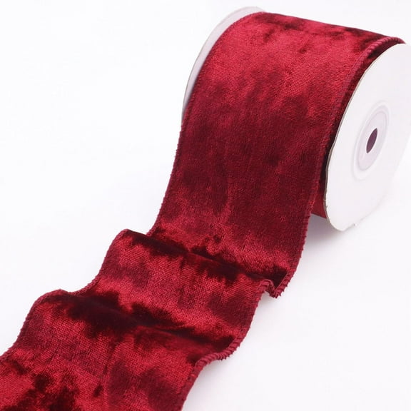 Dalrosia Velvet Ribbon 2.5 Inch Christmas Tree Ribbon with Metallic Wired Gold Edge Velvet Ribbon for Valentine's Day Gift Wrapping Wreaths Garland Big Bow Crafts Supplies