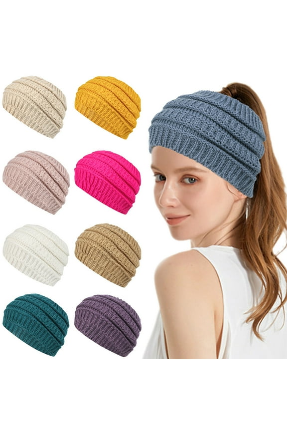 Warm Winter Headbands Knitted Turban Fuzzy Fleece Lined Head Wraps Wide Crochet Stretchy Ear Warmer Soft Stretch Head Scarfts for Women and Girls