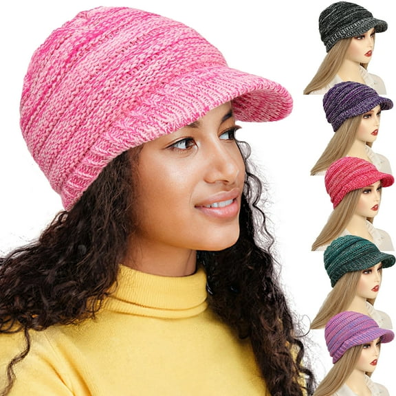 Dalrosia Winter Hats for Women - Warm Stylish Knit Beanie Hat, Soft Cute Womens Winter Hats with Visor