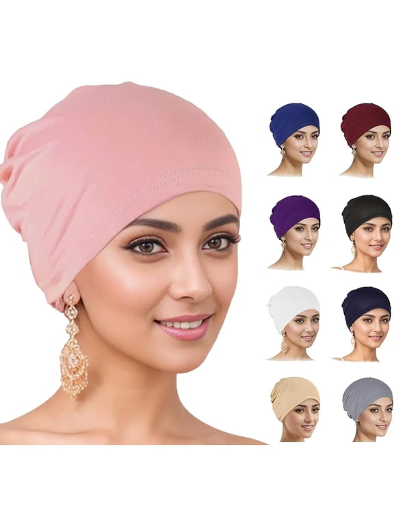 Women Chemo Hat Stretchy Turban Beanie,Pre Tied Chemo Head Scarf Beanie Skull Cover Cap for Women Hair Loss