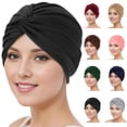 thumbnail image 1 of Dalrosia Women Chemo Headwear Cancer Patient Hats Stretchy Turban Headwrap Soft Pleated Sleep Cap, 1 of 2