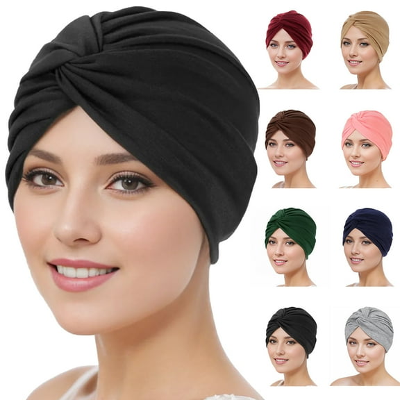 Dalrosia Women Chemo Headwear Cancer Patient Hats Stretchy Turban Headwrap Soft Pleated Sleep Cap
