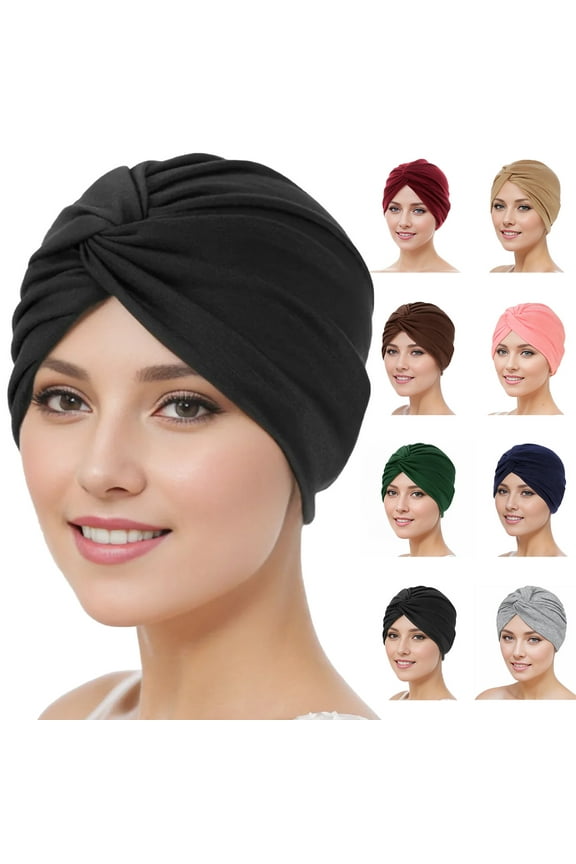 Women Chemo Headwear Cancer Patient Hats Stretchy Turban Headwrap Soft Pleated Sleep Cap