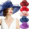 thumbnail image 1 of Dalrosia Women Derby Church Dress Hat Fascinators Floral Tea Party Bridal Wedding Organza Hats, 1 of 7