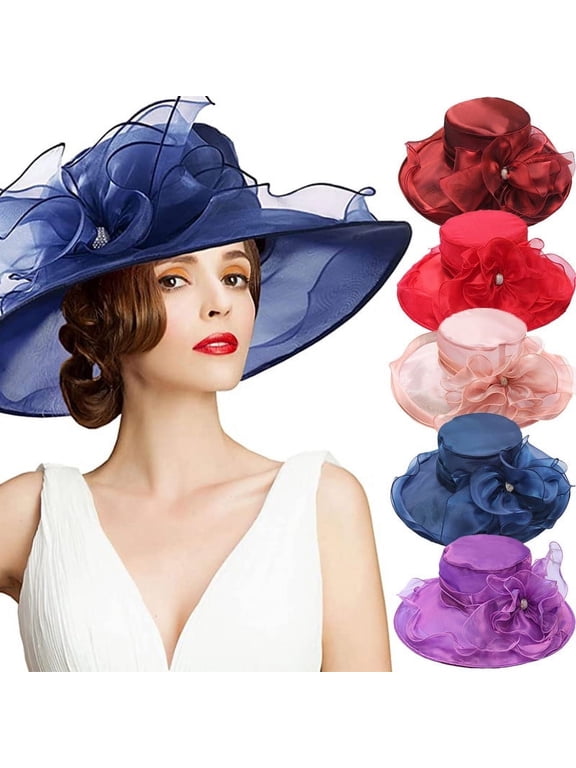 Dalrosia Women Derby Church Dress Hat Fascinators Floral Tea Party Bridal Wedding Organza Hats