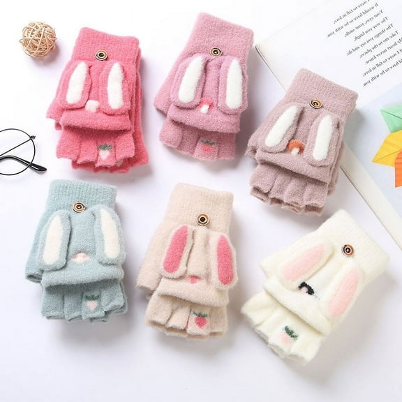 Dalrosia Women Fingerless Gloves Winter Flip Gloves Warm Knitted Convertible Mittens Thick Fingerless Mittens with Mittens Cover