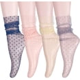thumbnail image 1 of Dalrosia Women Girls Lace Socks Sheer Loose Socks Decorated Mesh Tulle Socks Transparent See Through Lace Slouch Socks, 1 of 6