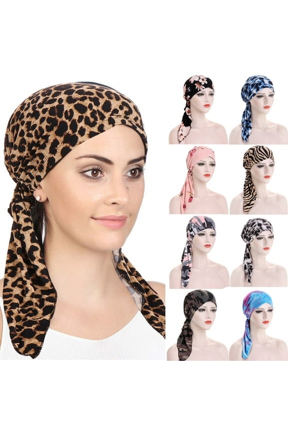 Women Head Scarf Pre Tied Chemo Caps Slip on Turban Headwear Cancer Head Wraps Beanie Hat Bandana