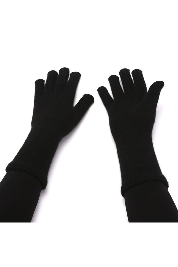Women Knit Long Gloves Arm Warmers with Fingers Winter Warm Gloves