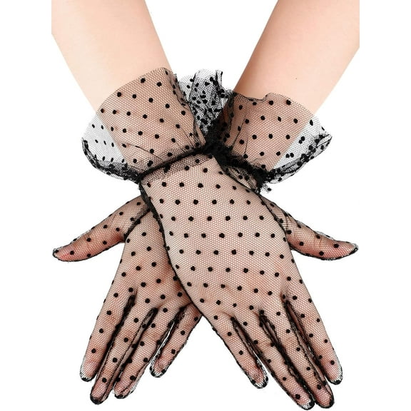 Dalrosia Women Lace Glove Short Lace Glove Floral Courtesy Lace Glove for Wedding Tea 1950's Party Costume Favors