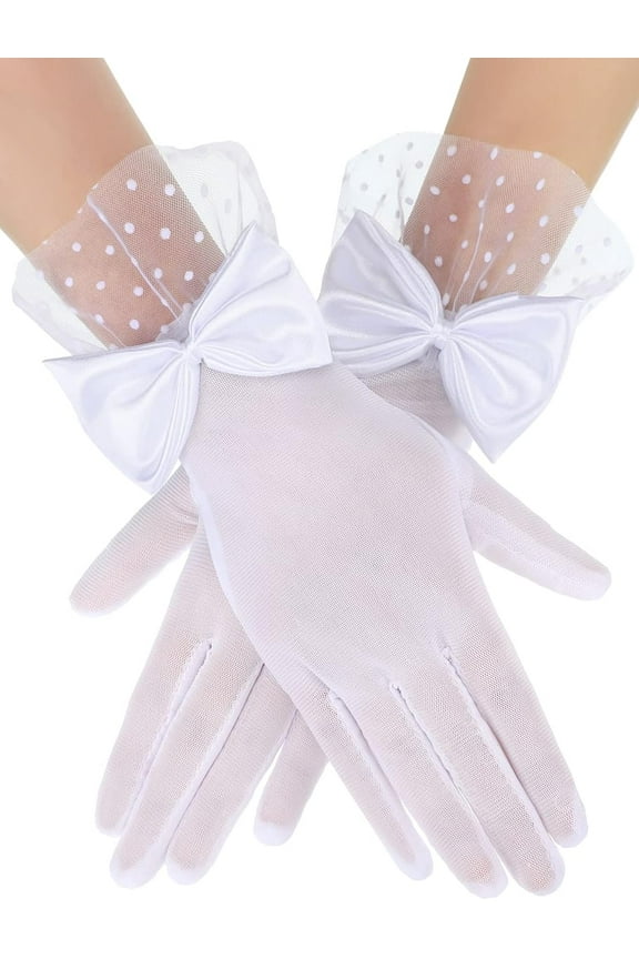 Women Lace Gloves Party Wedding Gloves Bow Short Glove Evening Elegant Accessories Sun Protection Funeral