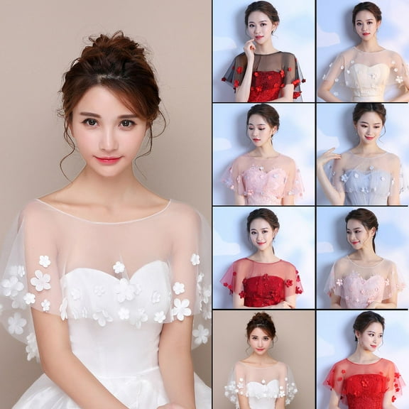 Dalrosia Women Lace Wedding Shawls Wrap Bridal Embroidered Shrug Bolero Cape Shoulder Covers Up Evening Prom Party Dress