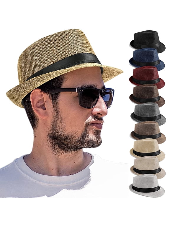 Women Men Fedora Hat Short Brim Panama Summer Beach Sun Hat Classic Gatsby Fedora Hats