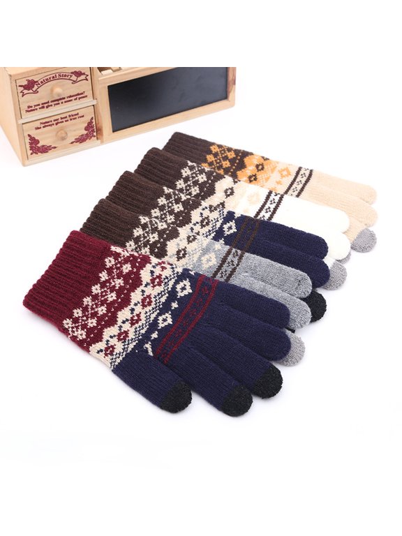 Women Men Winter Touch Screen Gloves Warm Knit Texting Mittens for Smartphone