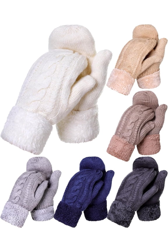 Women Winter Gloves Wool Mittens Warm Lining Cozy Knit Thick Gloves Warm Gloves for Cold Weather