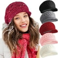 thumbnail image 1 of Dalrosia Women Winter Warm Knit Hat Slouchy Beanie Cap Wool Snow Ski Caps with Visor, 1 of 7