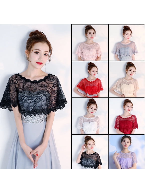 Women's Lace Wedding Bridal Bolero Jackets Shawl Formal Party Prom Evening Cape for Bride Bridesmaid Wrap Shrugs