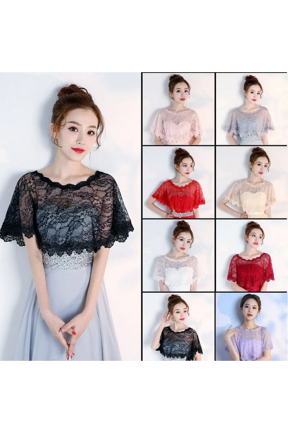 Women's Lace Wedding Bridal Bolero Jackets Shawl Formal Party Prom Evening Cape for Bride Bridesmaid Wrap Shrugs