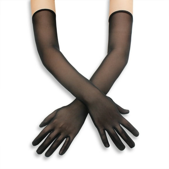 Dalrosia Women's Long Stretchy Mesh Tulle Sheer Gloves Costume Wedding Opera Halloween Party 1920's Dance Gloves