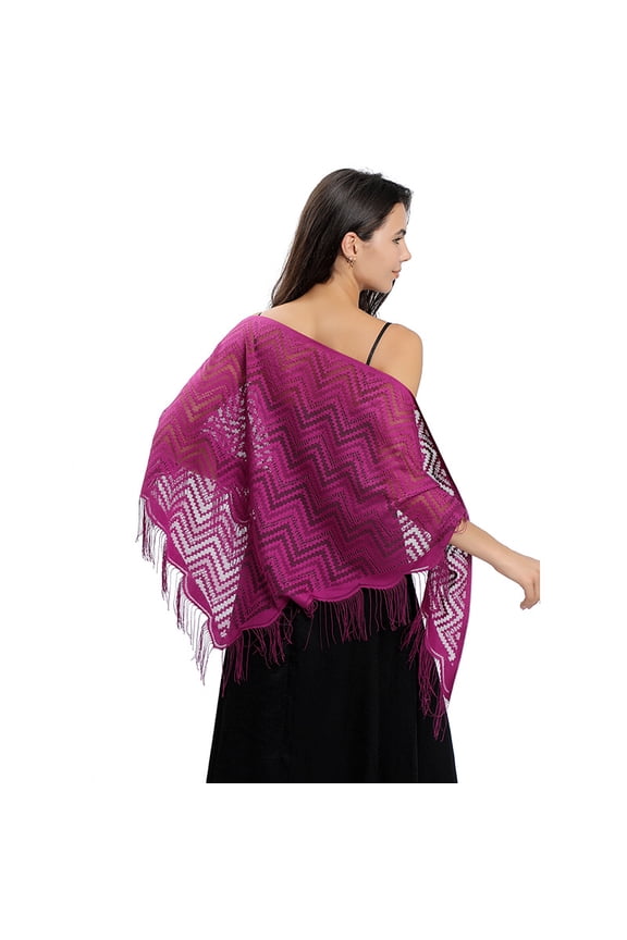 Women's Triangle Lace Shawls Wraps For Bride Wedding Floral Lightweight Fringe Scarf For Evening Party Dress