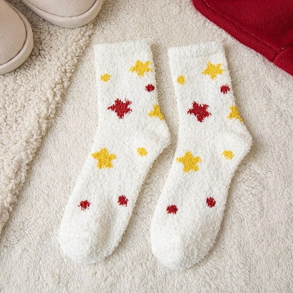 Dalrosia Womens Christmas Fuzzy Socks Winter Warm Cozy Socks Soft Fluffy Athletic Socks for Women