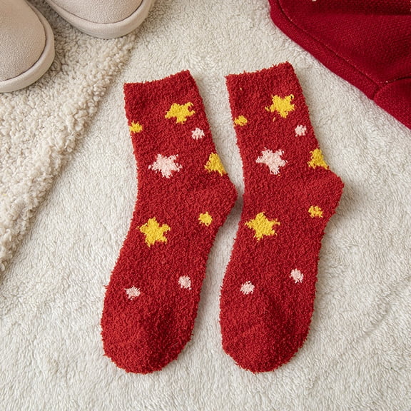 Dalrosia Womens Christmas Fuzzy Socks Winter Warm Cozy Socks Soft Fluffy Athletic Socks for Women