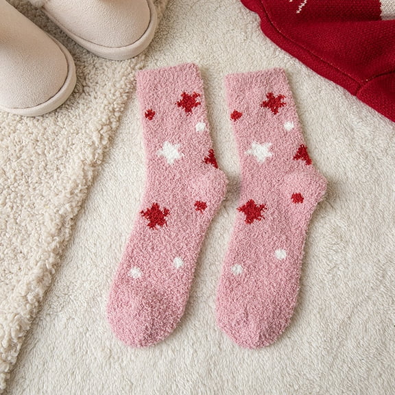 Dalrosia Womens Christmas Fuzzy Socks Winter Warm Cozy Socks Soft Fluffy Athletic Socks for Women