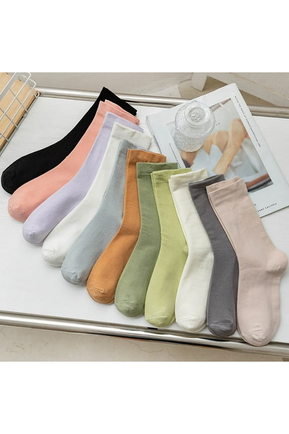 Womens Cotton Crew Socks, Thin Soft Comfort Breathable Dress Socks, Above Ankle Crew Socks for Business, Casual