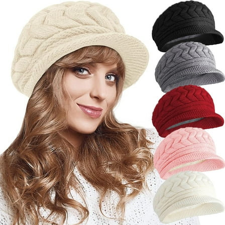 Dalrosia Womens Winter Hats Warm Knit Hat Slouchy Beanie Cap with Brim Gifts