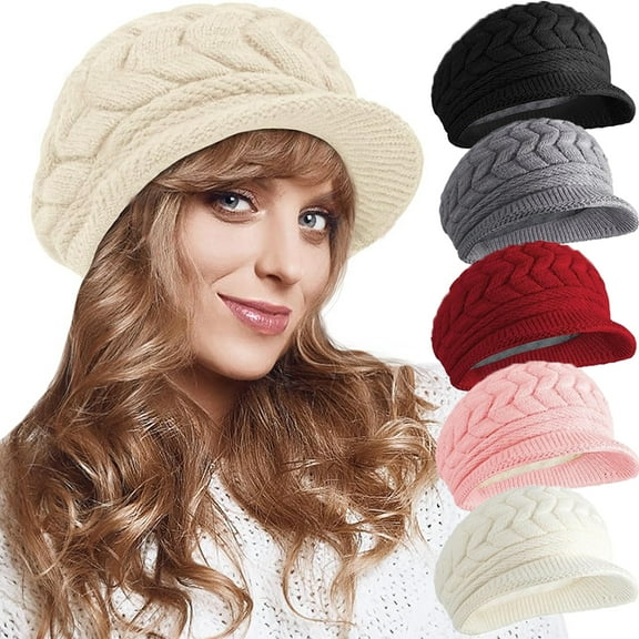 Dalrosia Womens Winter Hats Warm Knit Hat Slouchy Beanie Cap with Brim Gifts