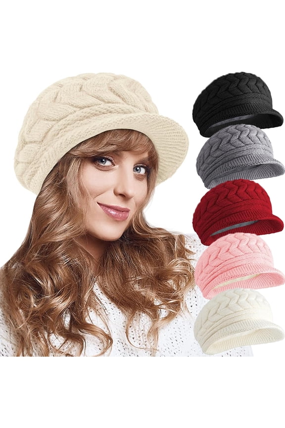 Womens Winter Hats Warm Knit Hat Slouchy Beanie Cap with Brim Gifts