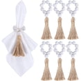 thumbnail image 1 of Dalrosia Wooden Bead Napkin Rings, Farmhouse Stretchable Napkin Rings with Tassel Boho Napkin Rings for Dining Table,Wedding Decoration, 1 of 4
