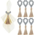 thumbnail image 1 of Dalrosia Wooden Bead Napkin Rings, Farmhouse Stretchable Napkin Rings with Tassel Boho Napkin Rings for Dining Table,Wedding Decoration, 1 of 4