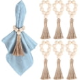 thumbnail image 1 of Dalrosia Wooden Bead Napkin Rings, Farmhouse Stretchable Napkin Rings with Tassel Boho Napkin Rings for Dining Table,Wedding Decoration, 1 of 4